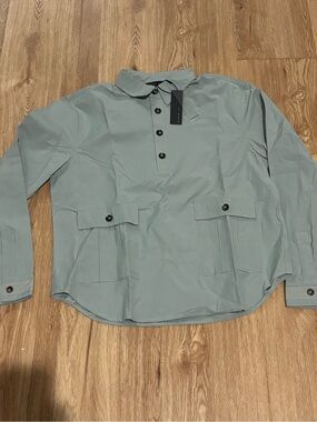 NWT Richie Le’s Men’s Anorak Cargo Utility shirt in Stone Green Size Small